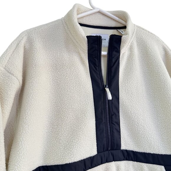 NWOT Peloton Womens Sherpa Fleece Pullover Ivory & Black Long Sleeve Jacket XXL - Picture 2 of 7